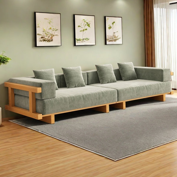 The Nordic Minimalist Wooden-Framed Fabric Sofa